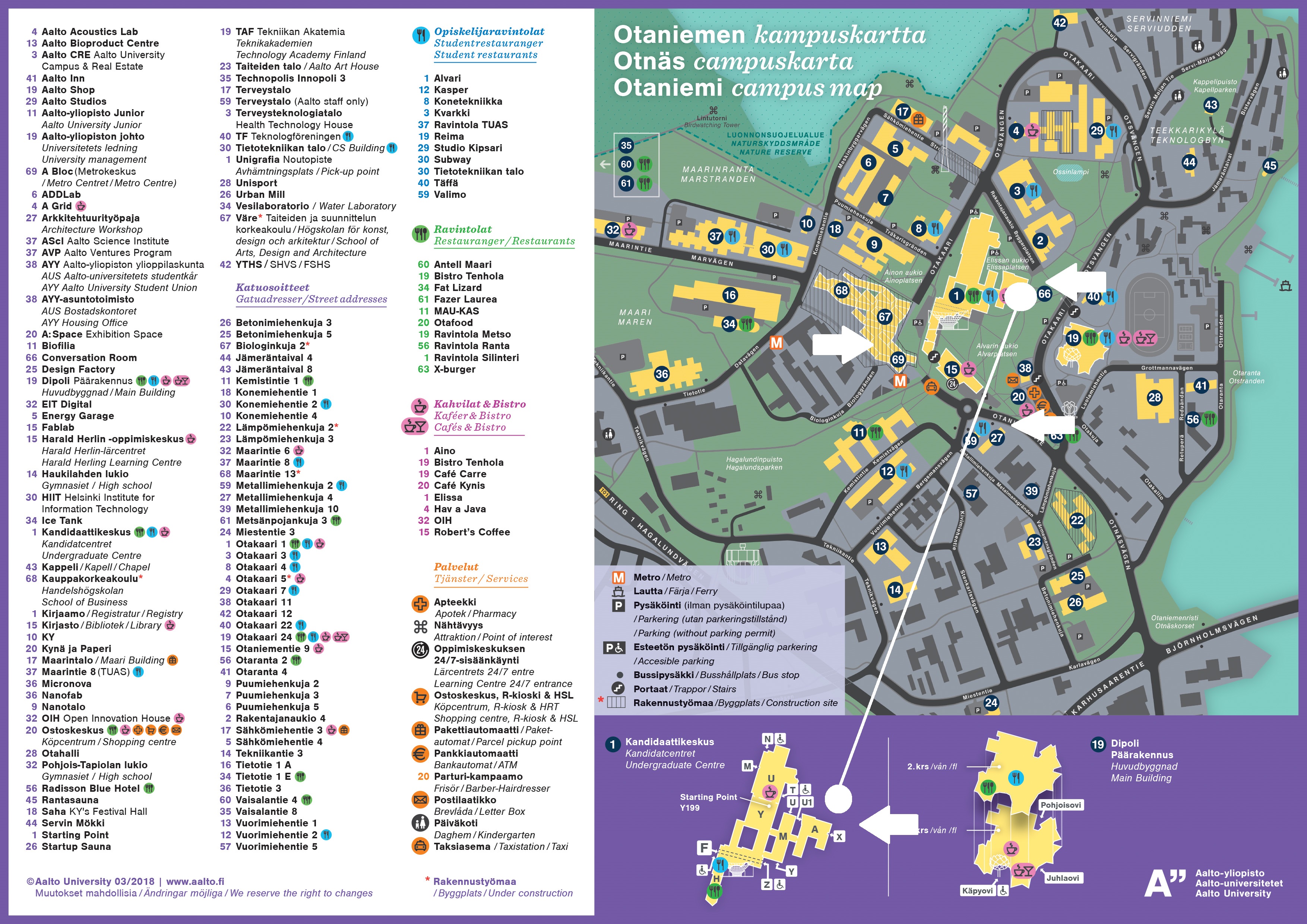 Course: ARTS-A0102 - Ajatus (muoti, muotoilu), .,  Topic: Otaniemi - kartat ja info