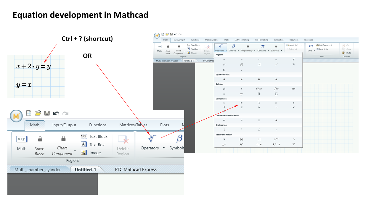 Equation development in Mathcad