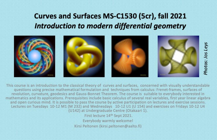 Curves and surfaces course poster