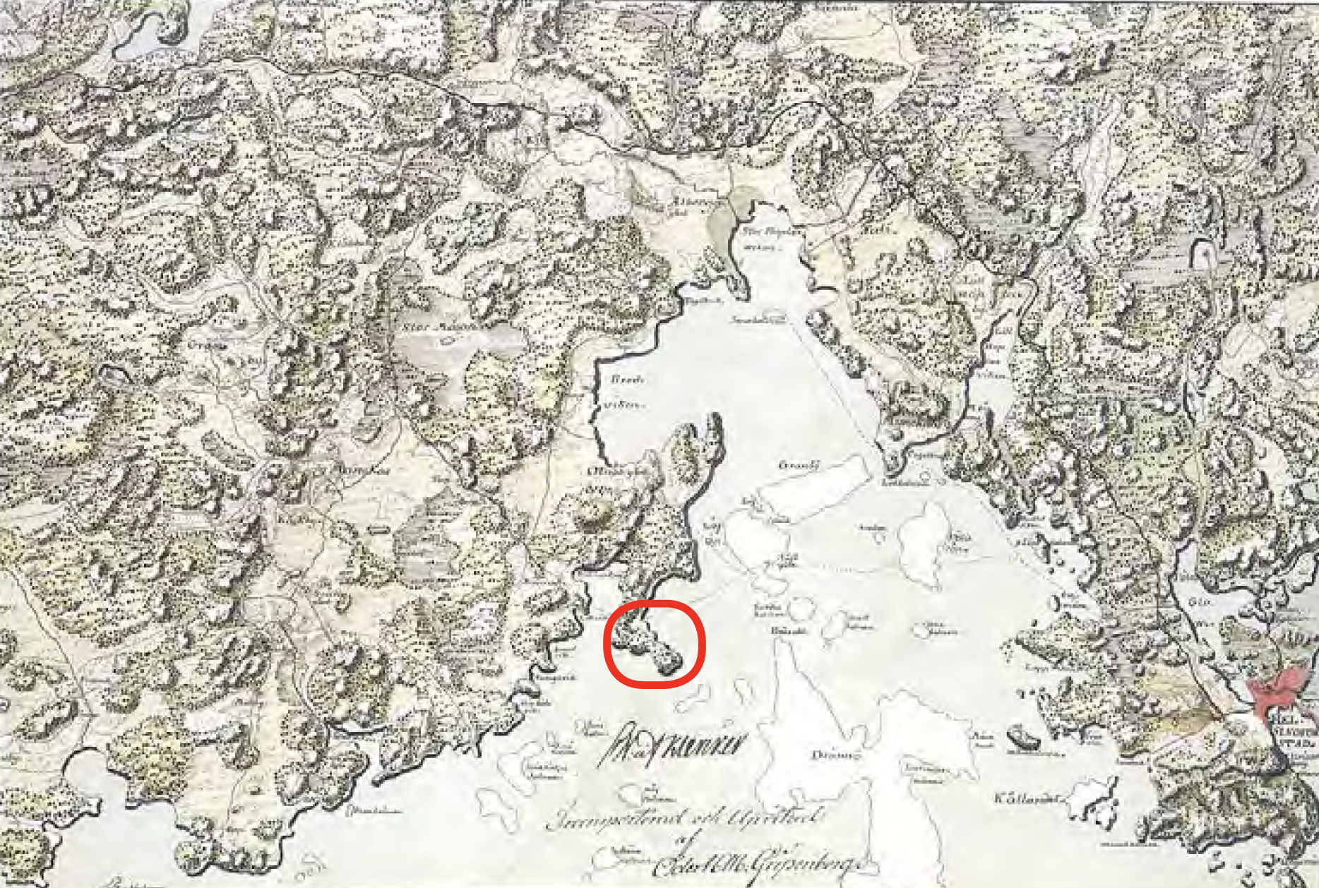 Location on a historical map