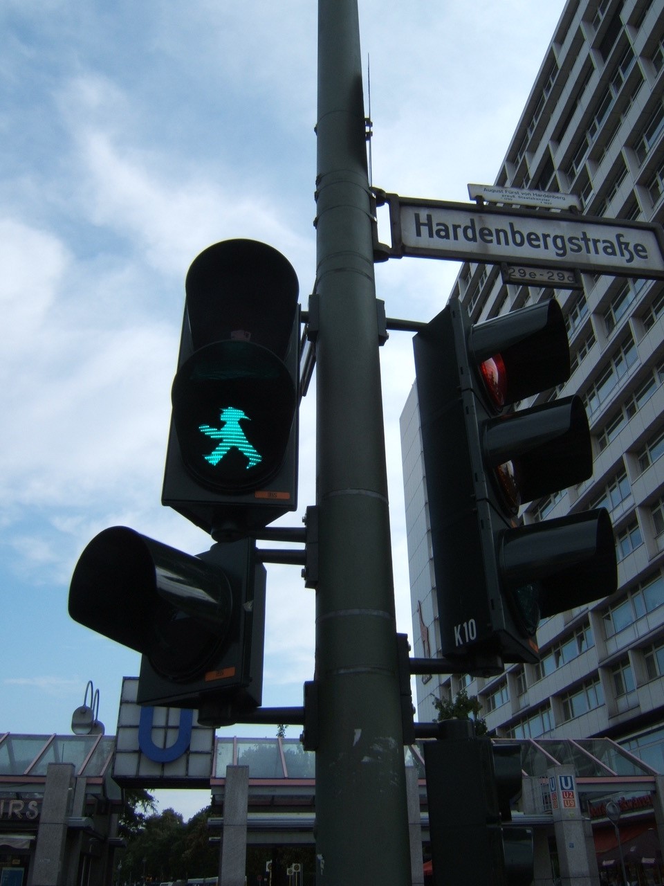 A traffic light in Berlin called Ampelmännchen.