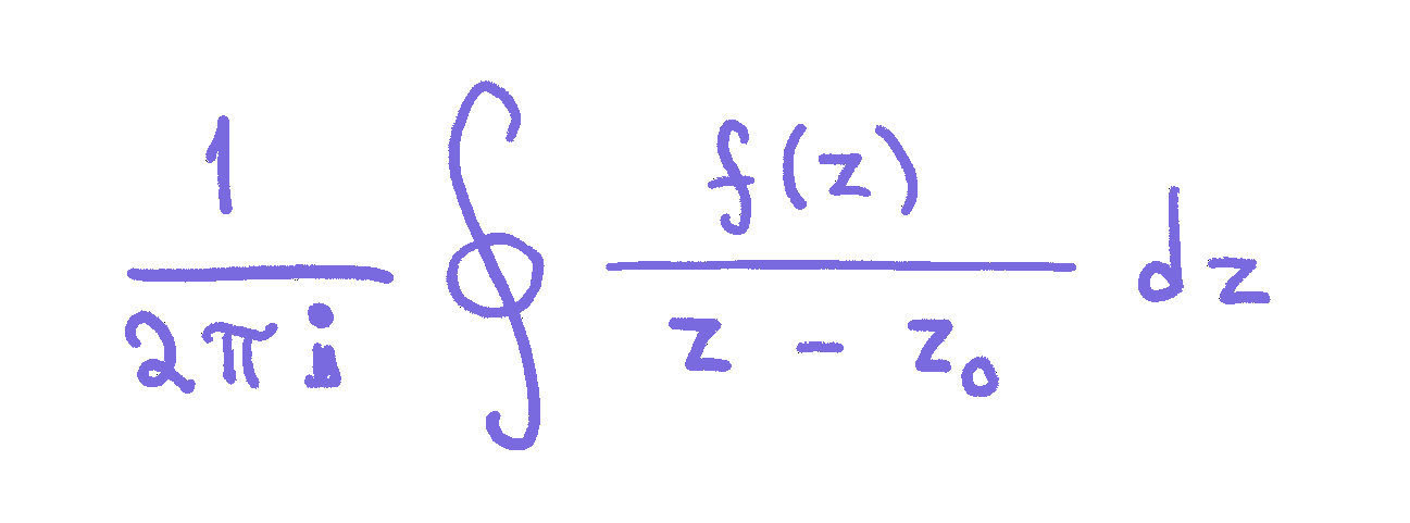 Cauchy's integral

1/2*pi*i times integral of f(z)/(z-z_0) along a closed contour